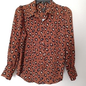NWT Ann Taylor Factory Women's  Leopard Blouse Petite XXS